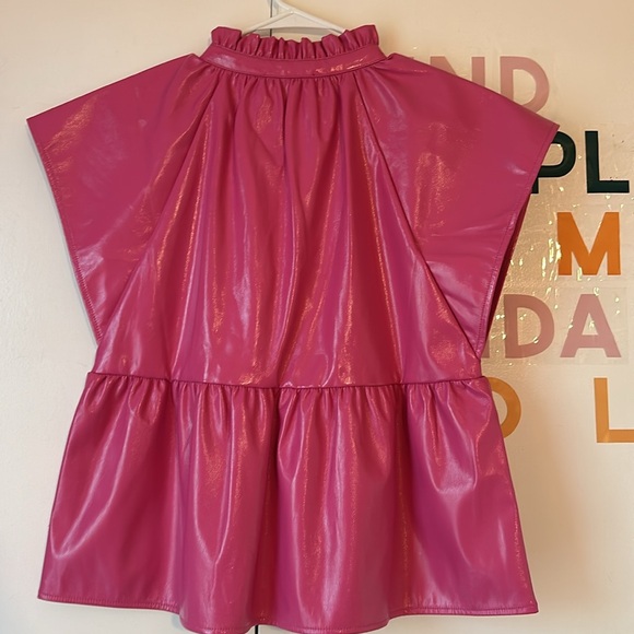 NWT Pink Faux Leather Top - Picture 2 of 5